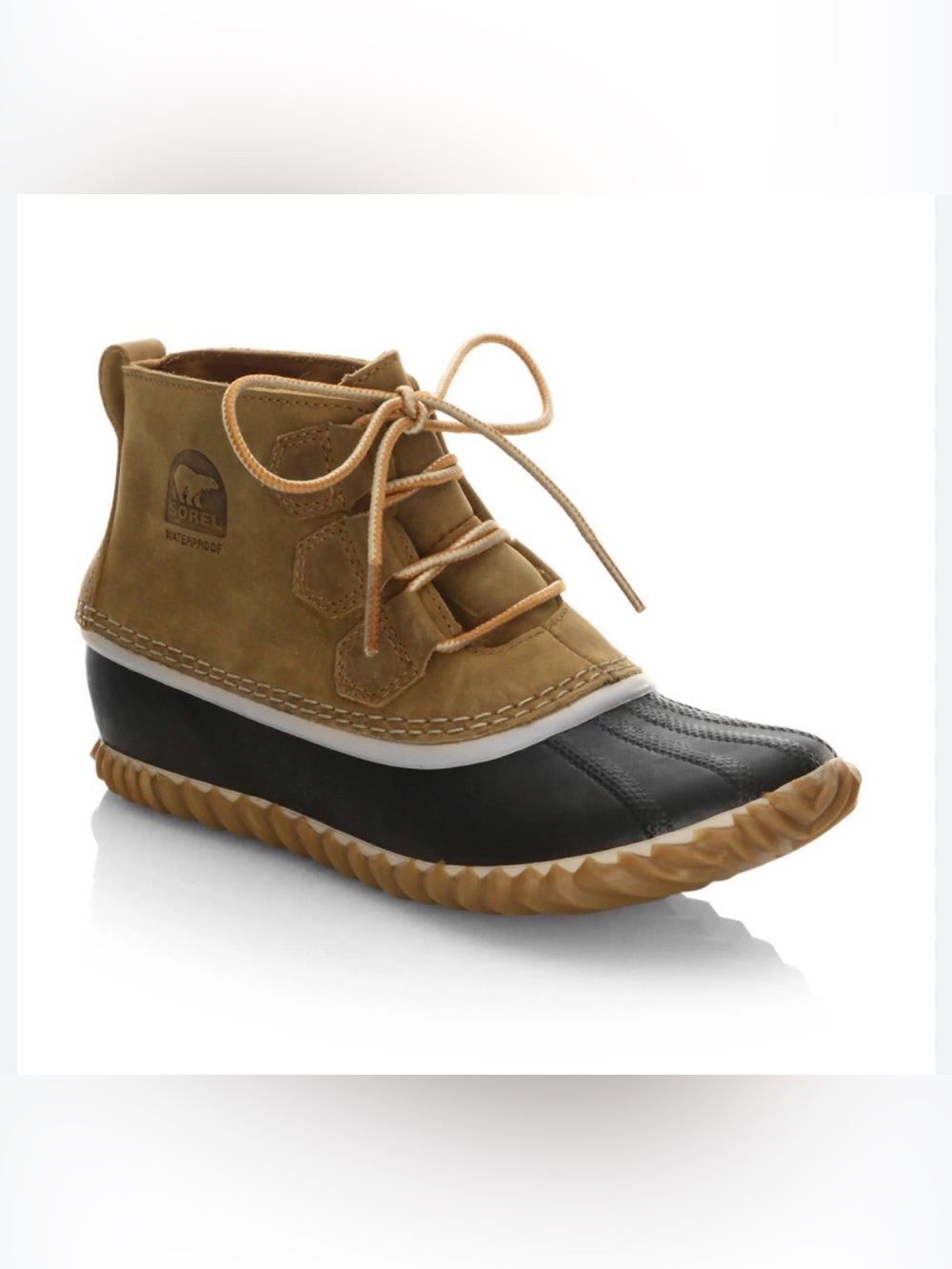 Sorel Out N About Leather Brown Waterproof Duck Boots - Size 8
